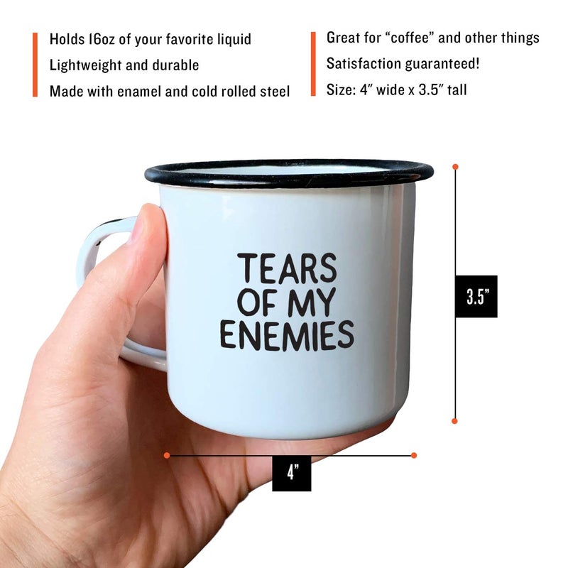 swag brewery TEARS OF MY ENEMIES | Enamel Coffee Mug | Perfect for Sarcastic Men, Women, Fathers, Boyfriends, Sons, Military, and Coworkers | Cool Birthday, Valentines, Christmas, and Fathers Day Gift - Image 4